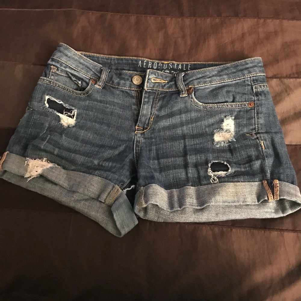 Cuffed jean shorts
